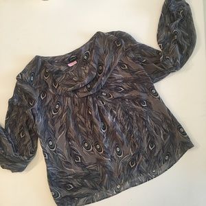 ✨NINE WEST✨Peacock Eye Blouse SZ LARGE